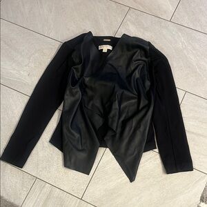 Mixed media black Faux Leather Jacket with non leather arms & back size medium